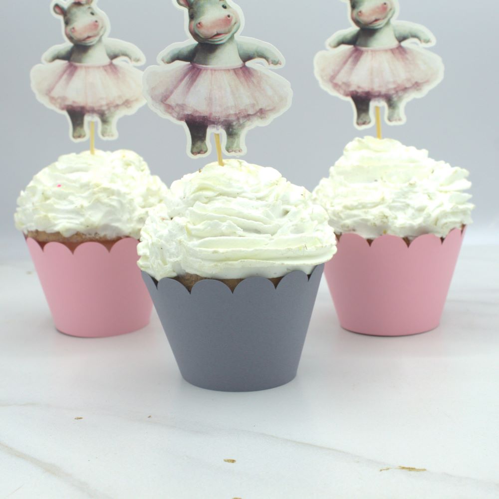 Ballerina Hippo Cupcake Topper