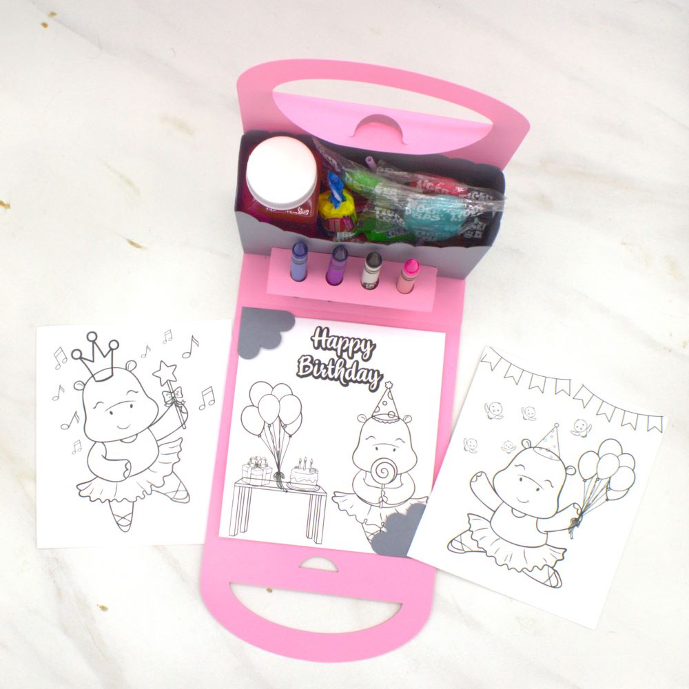 Ballerina Hippo Crayon Suitcase Party Favor