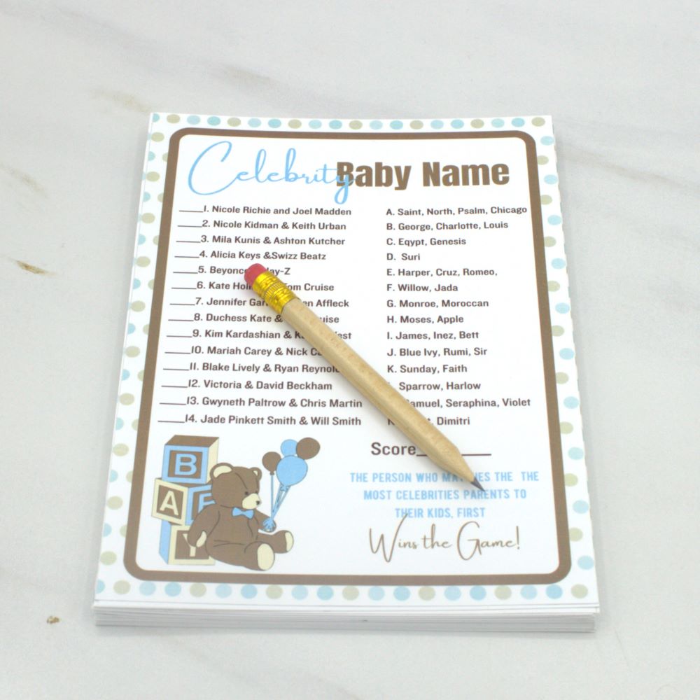 Celebrity Baby Name Teddy Bear Baby Shower Game