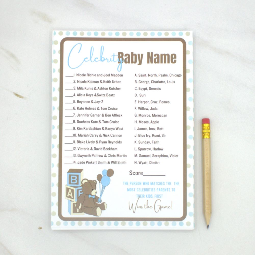 Celebrity Baby Name Teddy Bear Baby Shower Game