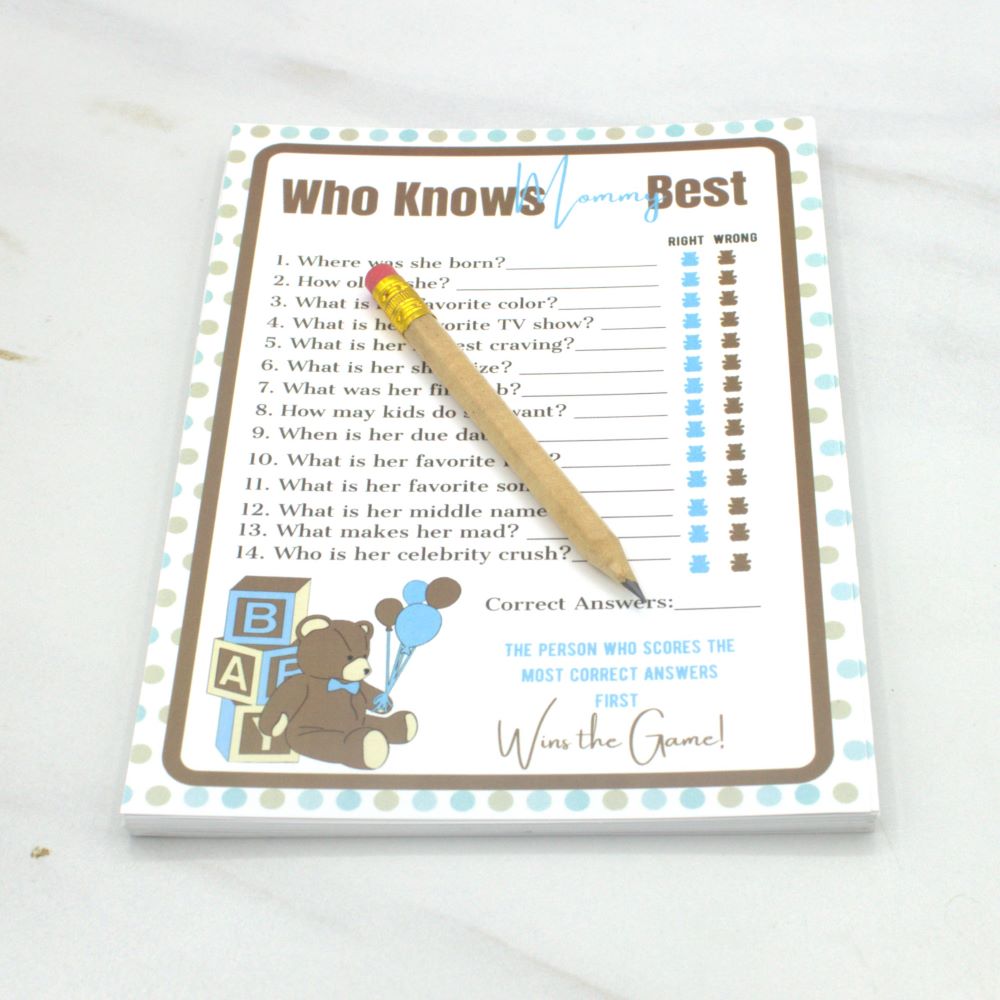 Who Knows Mommy Best Teddy Bear Baby Shower Game