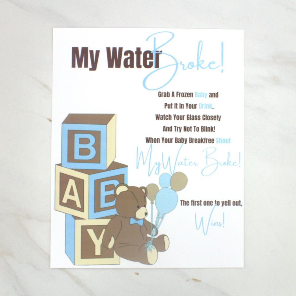 My Water Broke Teddy Bear Baby Shower Game