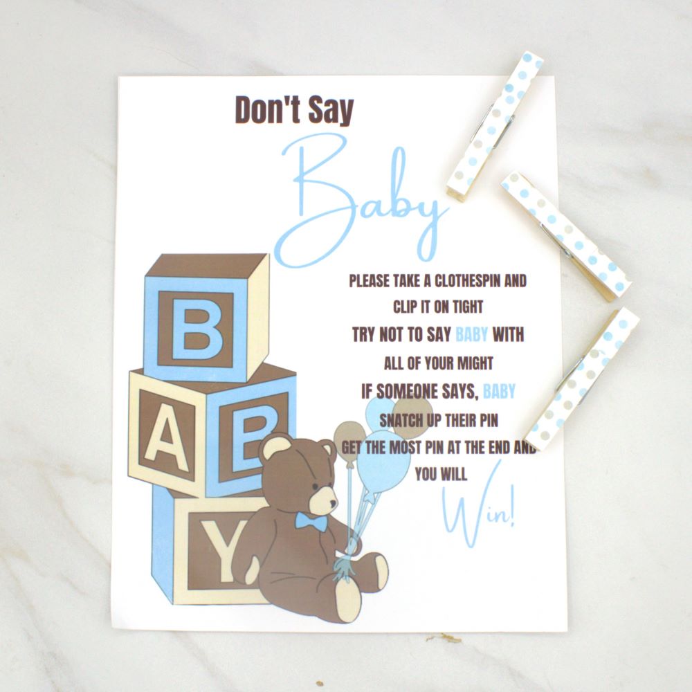 Don't Say Baby Teddy Bear Baby Shower Game