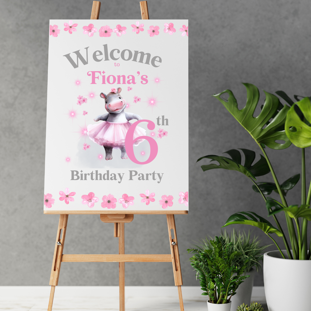 Hippo Birthday Welcome Sign